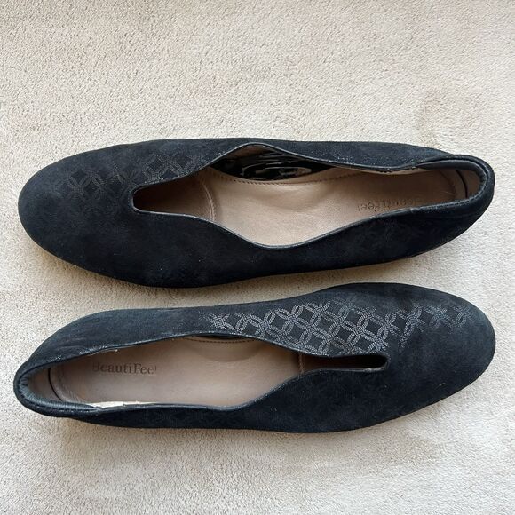 Beautifeel Jolie Black Patterned Suede Ballet Flat Women EU 40 US 8.5-9 Slip On - Picture 1 of 16